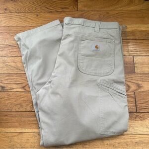 Carhartt Relaxed Fit Pants Men's Canvas Work Utility Pants Tan Size 42x30.